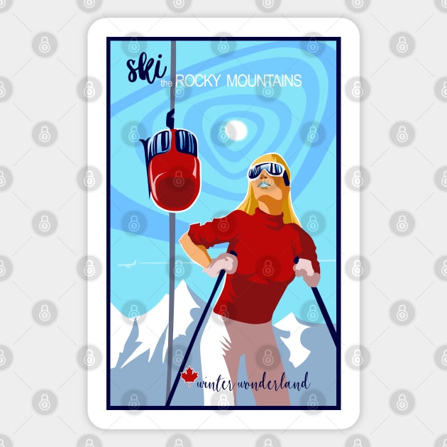 Retro alpine ski poster Sticker by SFDesignstudio